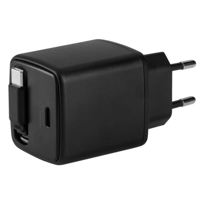 GANT 30W, wall charger with retractable cable, 30w, black