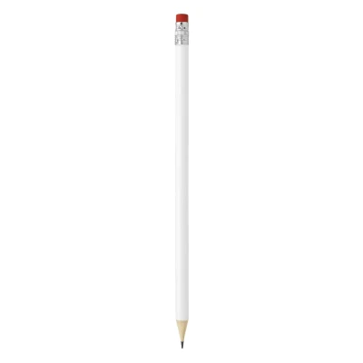 PIGMENT WHITE, Holzbleistift HB mit Radiergummi, Rot