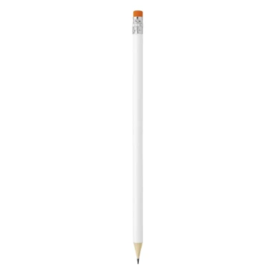 PIGMENT WHITE, Holzbleistift HB mit Radiergummi, Orange
