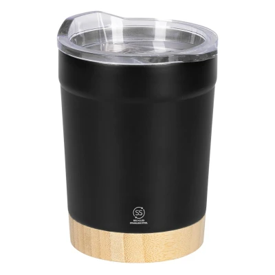ASTRID, Thermobecher mit Bambusboden, 300 ml, Schwarz