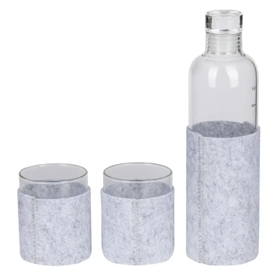 SAKURA, Glasflasche mit zwei Gläsern in Geschenkbox, 3/1, Transparent