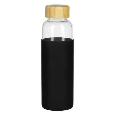 ADA, Trinkflasche mit Silikonhülle, 500 ml, Schwarz