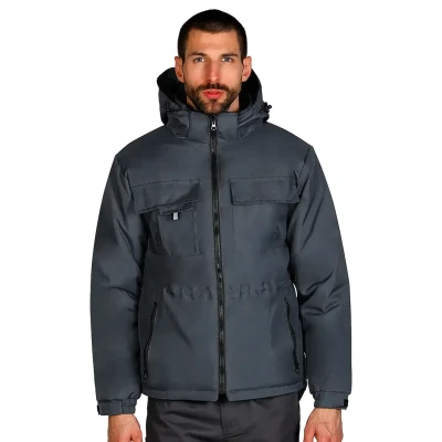 TEN JACKET, workwear hooded jacket, dark gray