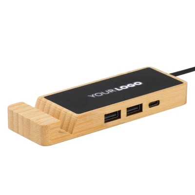 ENNIO, 3 ports usb hub, phone holder, beige
