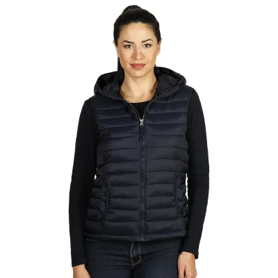 JET WOMEN, Damen Winterweste mit Kapuze, Blau