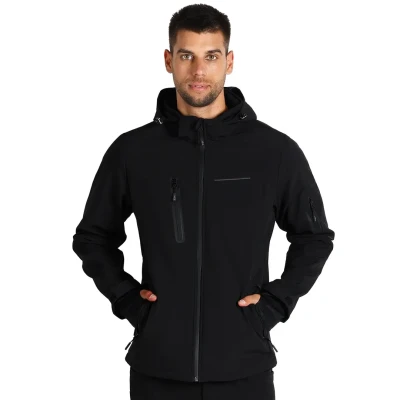 PANTHER JACKET, Softshell-Jacke mit Kapuze, Schwarz