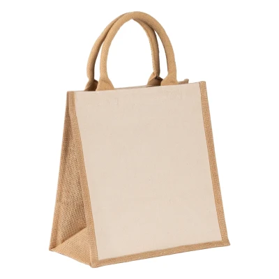 GRAPE, jute and cotton shopping bag, beige