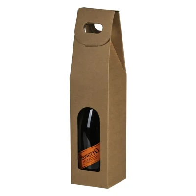 BOTTLE, 3-lagige faltbare Geschenkbox für eine Flasche, Beige