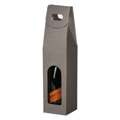 BOTTLE, 3-lagige faltbare Geschenkbox für eine Flasche, Grau