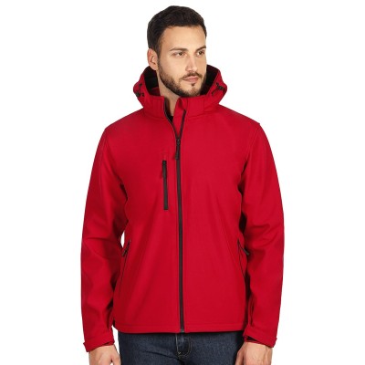 PROTECT MEN, softshell jacket with detachable hood, red