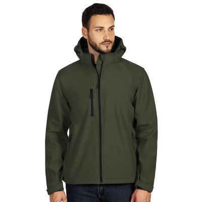 PROTECT MEN, softshell jacket with detachable hood, olive