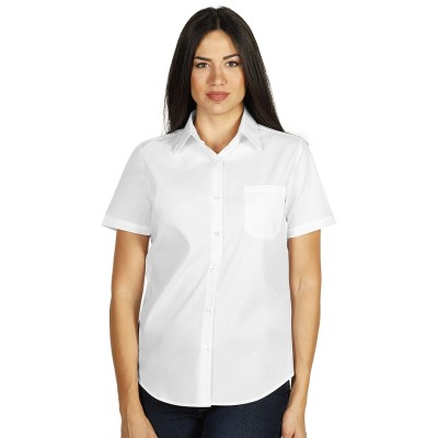 BUSINESS SSL WOMEN, women's short sleeve shirt, classic adjusted fit, white