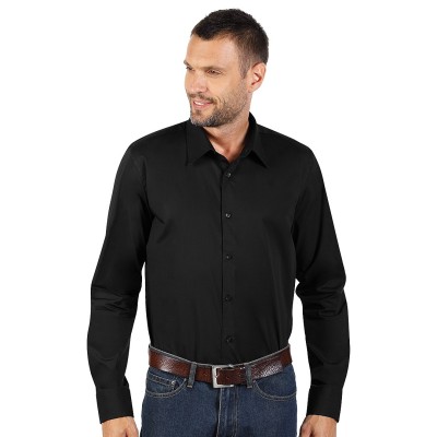 CLUB LSL MEN, men's long sleeve shirt, slim fit, black