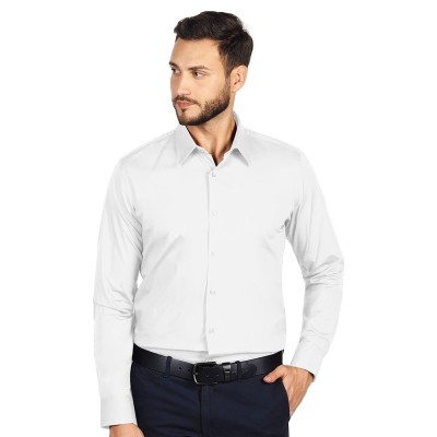 CLUB LSL MEN, men's long sleeve shirt, slim fit, white