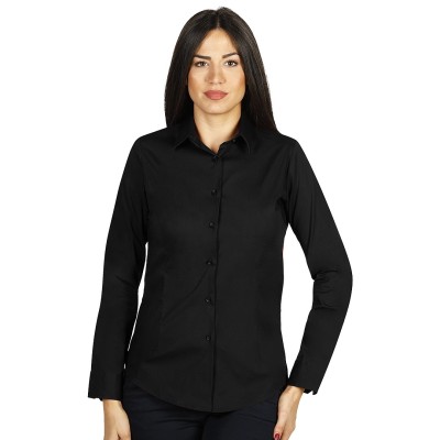 CLUB LSL WOMEN, women's long sleeve shirt, slim fit, black