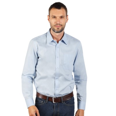 COMFORT LSL MEN, men’s long sleeve cotton shirt, sky blue