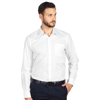 COMFORT LSL MEN, men’s long sleeve cotton shirt, white