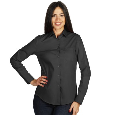 COMFORT LSL WOMEN, women's long sleeve cotton shirt, dark gray