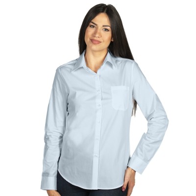 COMFORT LSL WOMEN, women's long sleeve cotton shirt, sky blue