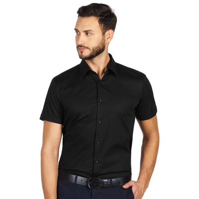 CLUB SSL MEN, mens short sleeve shirt, slim fit, black