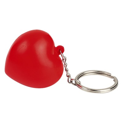 HEART MINI, key holder with antistress pu foam ball, red