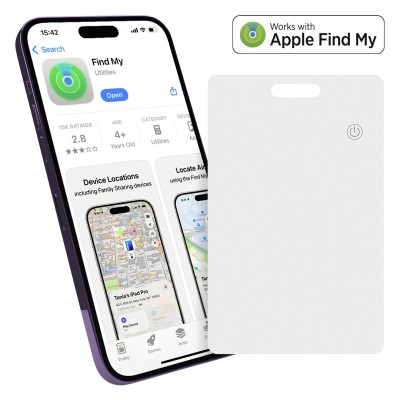 DERAX CARD, find my card, rechargable, white