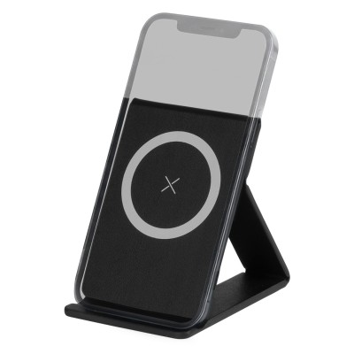 MAXWELL, magnetic foldable mobile phone holder and wireless charger, 15w, black