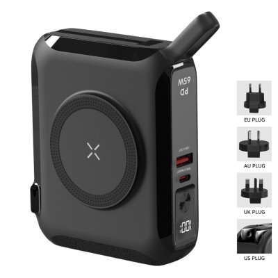 BARACUDA PRO, magnetic universal travel charger laptop power bank, 15.000 mah, pd 65w, black