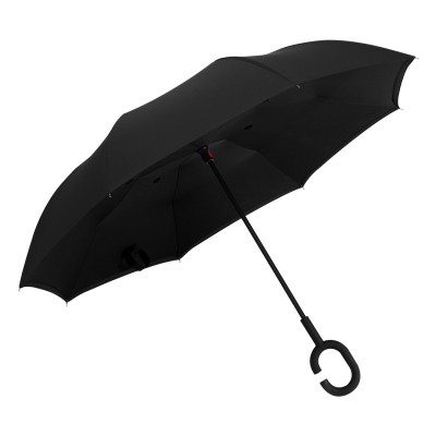 PAMPAS, reversible umbrella with manual opening, black