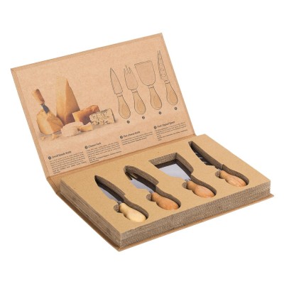 FORMAGGIO, cheese set with wooden handles, 4/1, beige