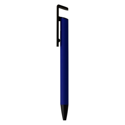HALTER METAL, metal ball pen with mobile phone holder, royal blue
