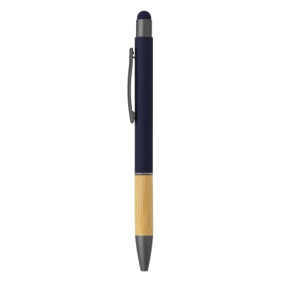 TITANIUM TOUCH BAMBOO, metal "touch" ball pen, blue