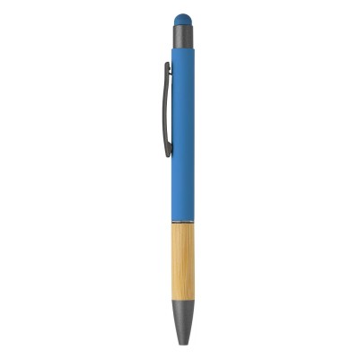 TITANIUM TOUCH BAMBOO, metal "touch" ball pen, azure