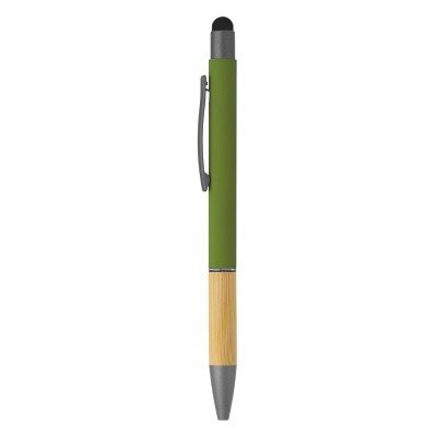 TITANIUM TOUCH BAMBOO, metal "touch" ball pen, olive