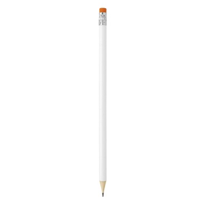 PIGMENT WHITE, wooden pencil hb with eraser, orange