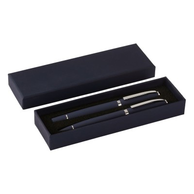 ASTRA PLUS, metal ball pen and roller pen set, blue