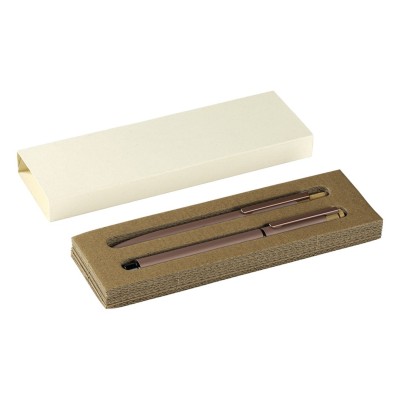 PRISMA, metal ball pen and roller pen set gold rose