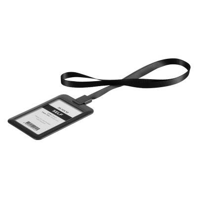 SELF, lanyard id holder, black