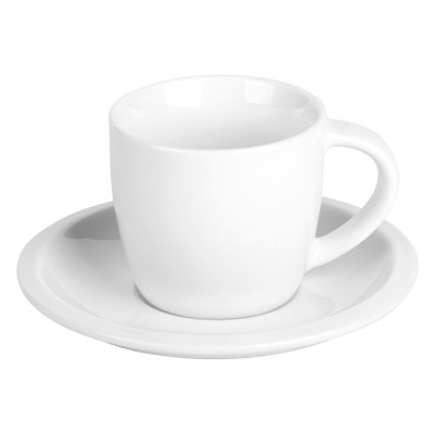 MOMENTO, fine stoneware cappuccino cup and saucer, 150 ml, white