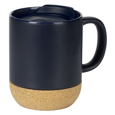 CORTADO, stoneware mug with cork bottom, 400 ml, blue