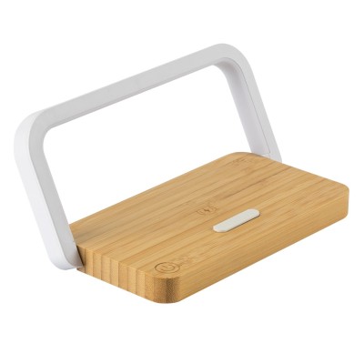 LANTERN, wireless charger, 15w and mobile phone stand with led light, beige