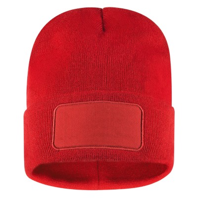 ANDI, winter cap with square patch, red