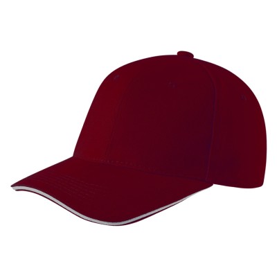 SPRINT, cap with 6 panels, sandwich sun shade, velcro back closure, burgundy