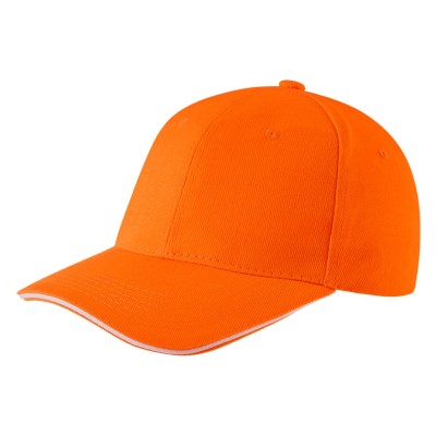 SPRINT, cap with 6 panels, sandwich sun shade, velcro back closure, orange