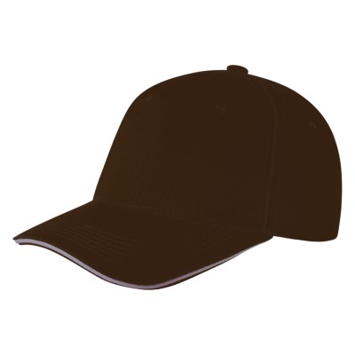 SPRINT, cap with 6 panels, sandwich sun shade, velcro back closure, brown
