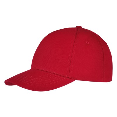 DEBBI ORGANIC, cap with 5 panels, velcro back closure, red