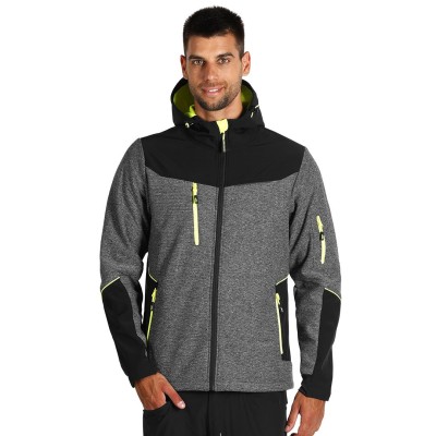 PANTHER GREY JACKET, softshell hooded jacket, neon yellow