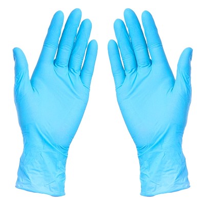 NITRILE GLOVES, nitrile disposable gloves, 100 pc, sky blue
