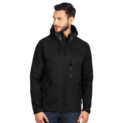 BLACK PEAK, softshell jacket, fully zippered with hood, black