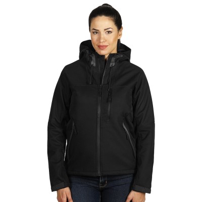 BLACK PEAK WOMEN, women’s softshell hooded jacket black